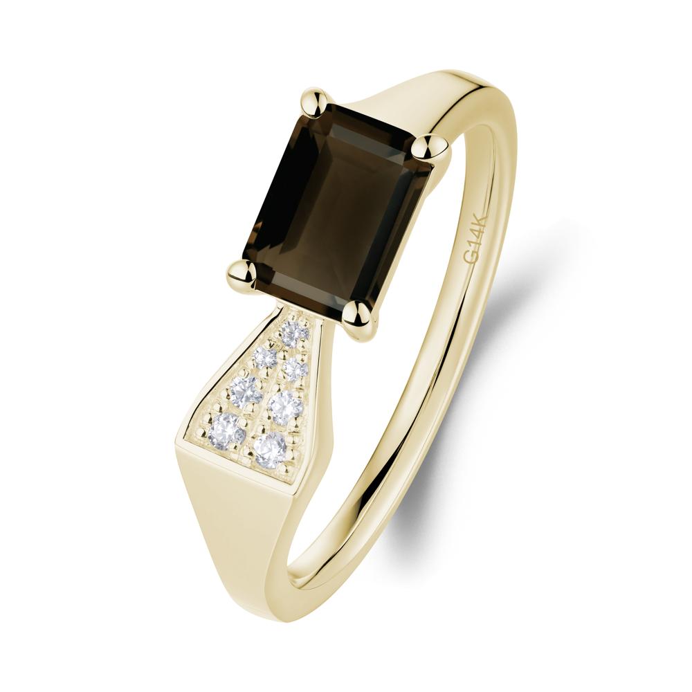 Geometric Emerald Cut Smoky Quartz Ring - LUO Jewelry #metal_14k yellow gold