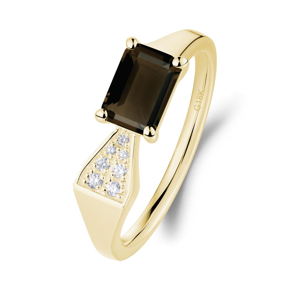 Geometric Emerald Cut Smoky Quartz Ring - LUO Jewelry #metal_18k yellow gold