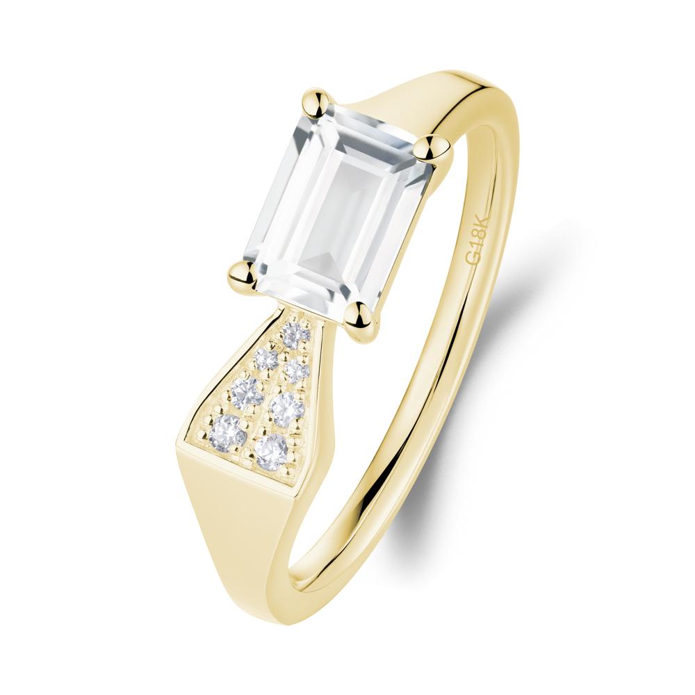 Geometric Emerald Cut White Topaz Ring - LUO Jewelry #metal_18k yellow gold