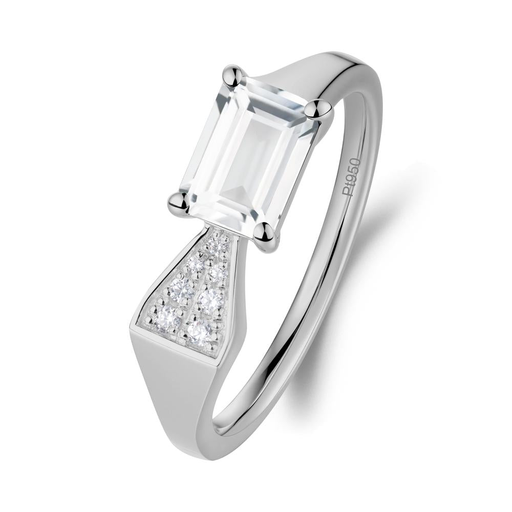 Geometric Emerald Cut White Topaz Ring - LUO Jewelry #metal_platinum