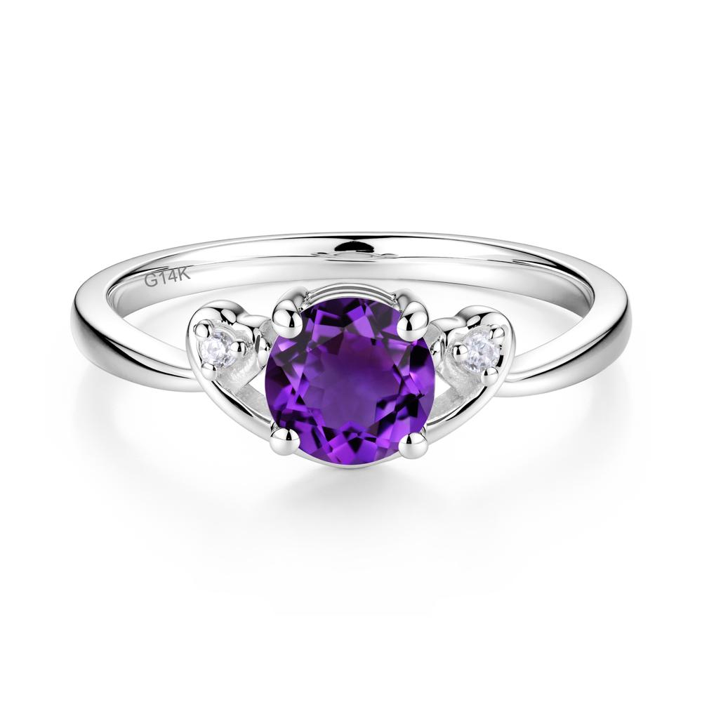 Twist Band Amethyst Promise Ring - LUO Jewelry #metal_14k white gold