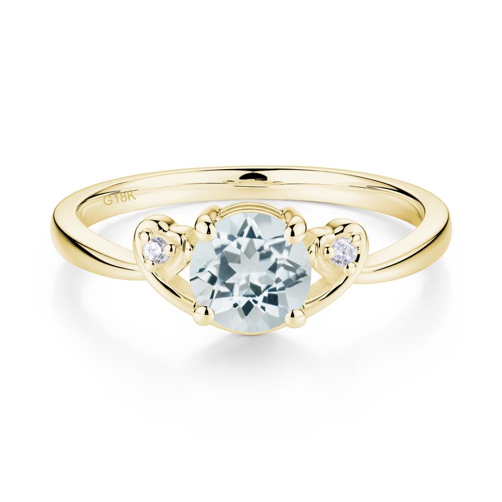 Twist Band Aquamarine Promise Ring - LUO Jewelry #metal_18k yellow gold