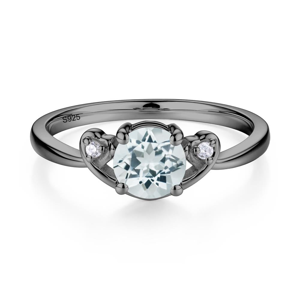 Twist Band Aquamarine Promise Ring - LUO Jewelry #metal_black finish sterling silver