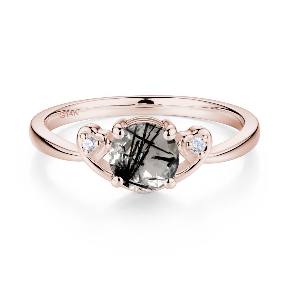 Twist Band Black Rutilated Quartz Promise Ring - LUO Jewelry #metal_14k rose gold