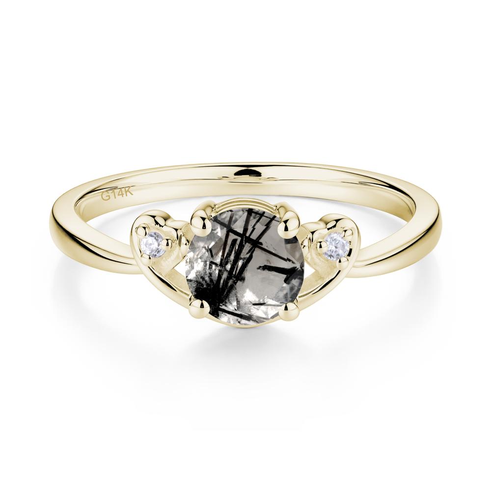 Twist Band Black Rutilated Quartz Promise Ring - LUO Jewelry #metal_14k yellow gold