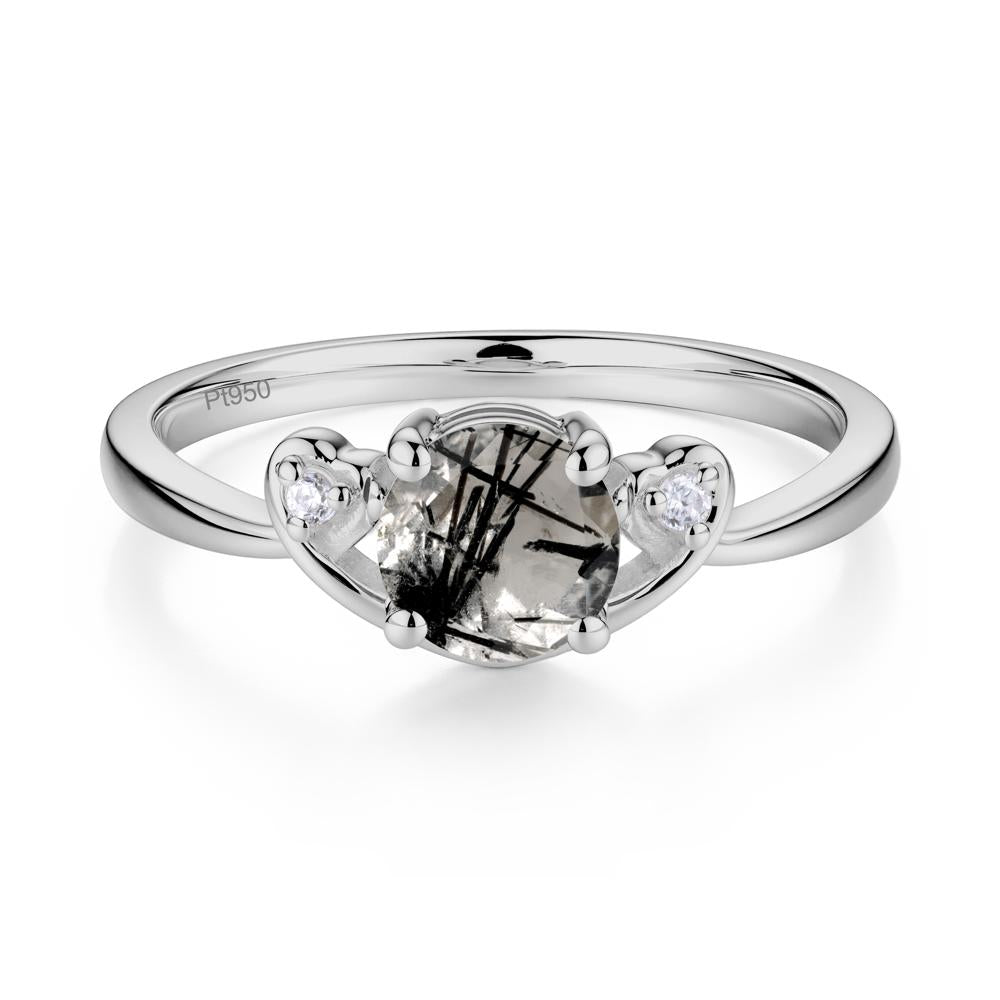 Twist Band Black Rutilated Quartz Promise Ring - LUO Jewelry #metal_platinum