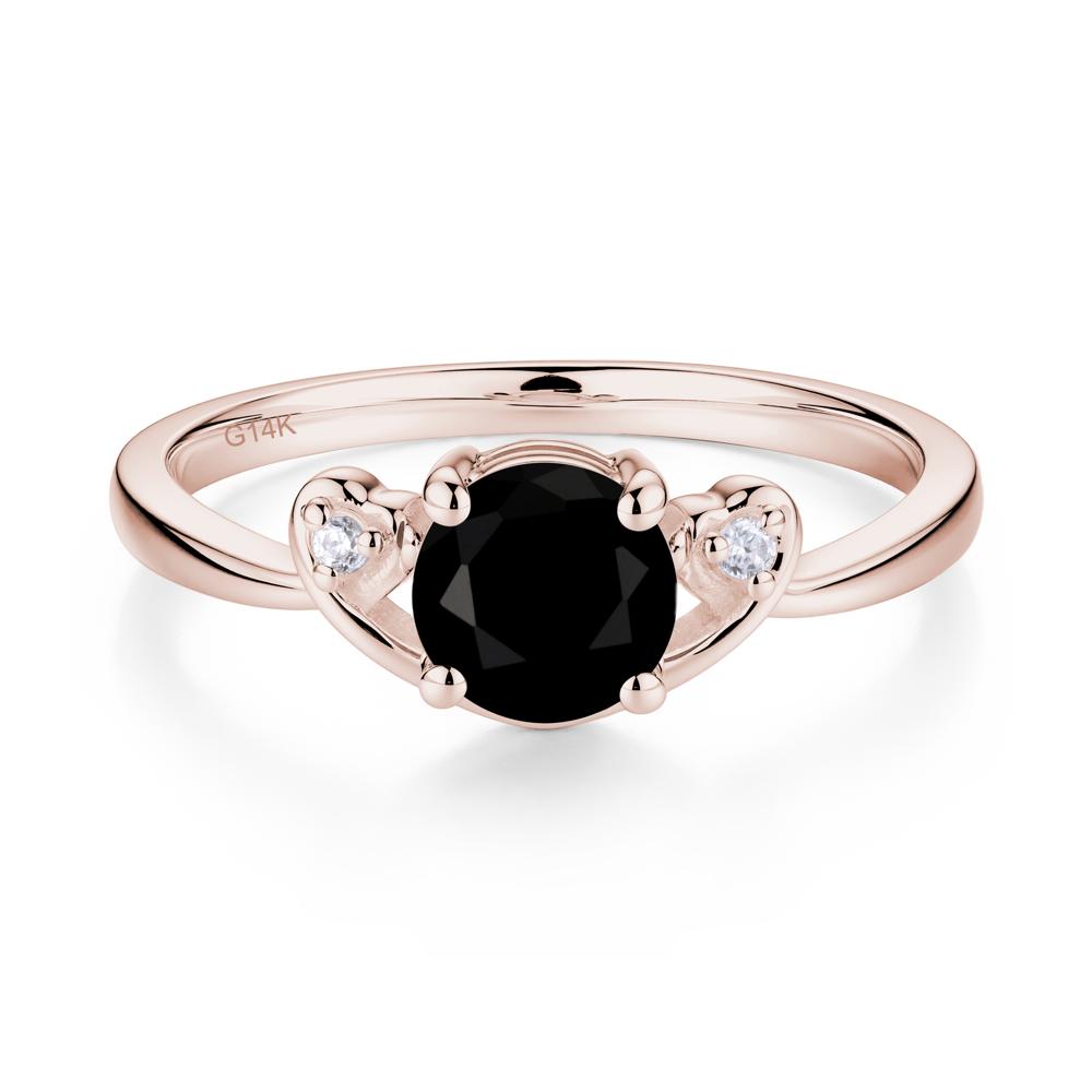 Twist Band Black Spinel Promise Ring - LUO Jewelry #metal_14k rose gold