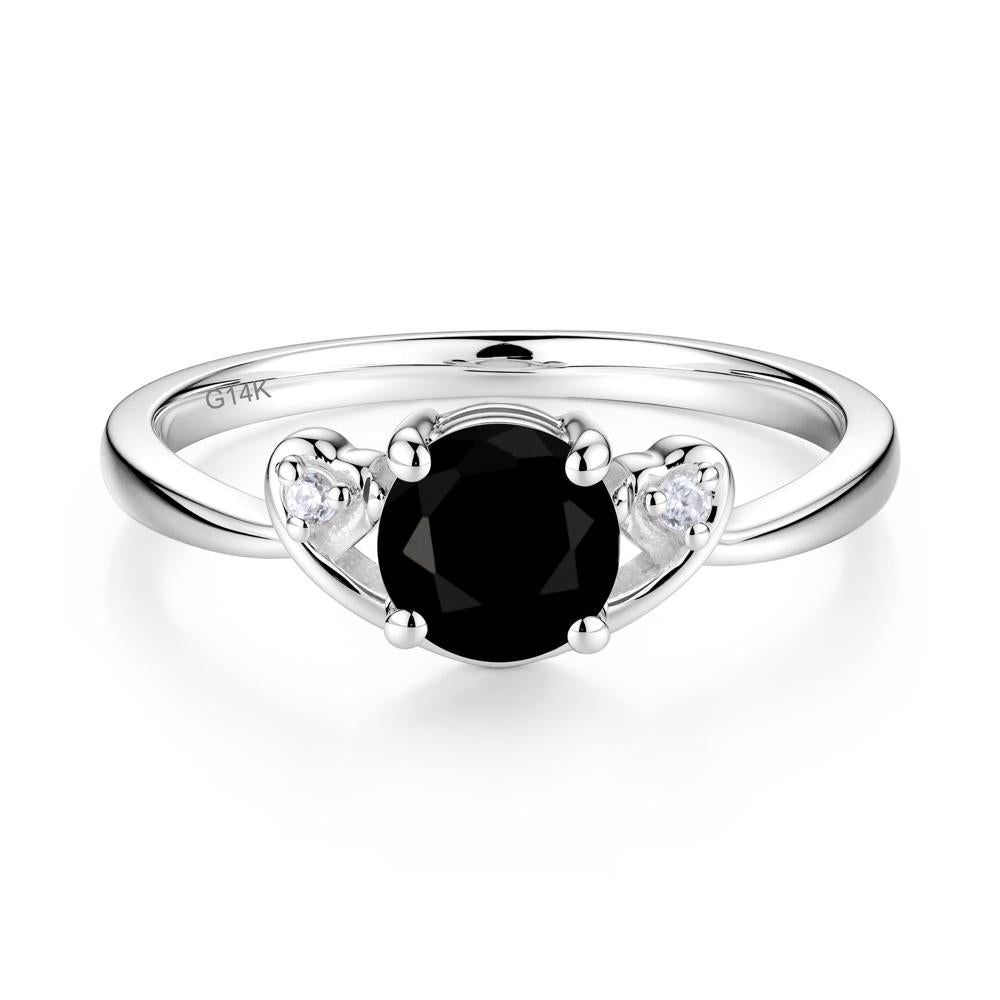 Twist Band Black Spinel Promise Ring - LUO Jewelry #metal_14k white gold
