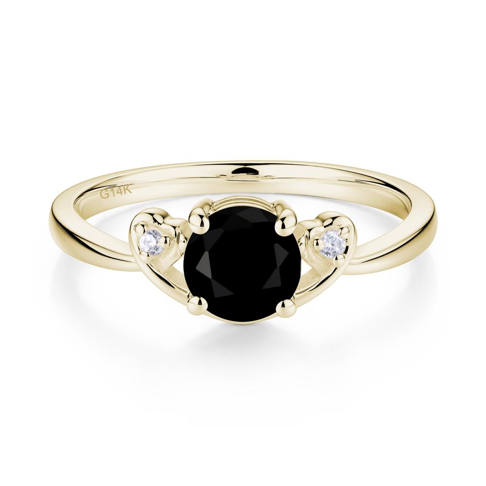 Twist Band Black Spinel Promise Ring - LUO Jewelry #metal_14k yellow gold