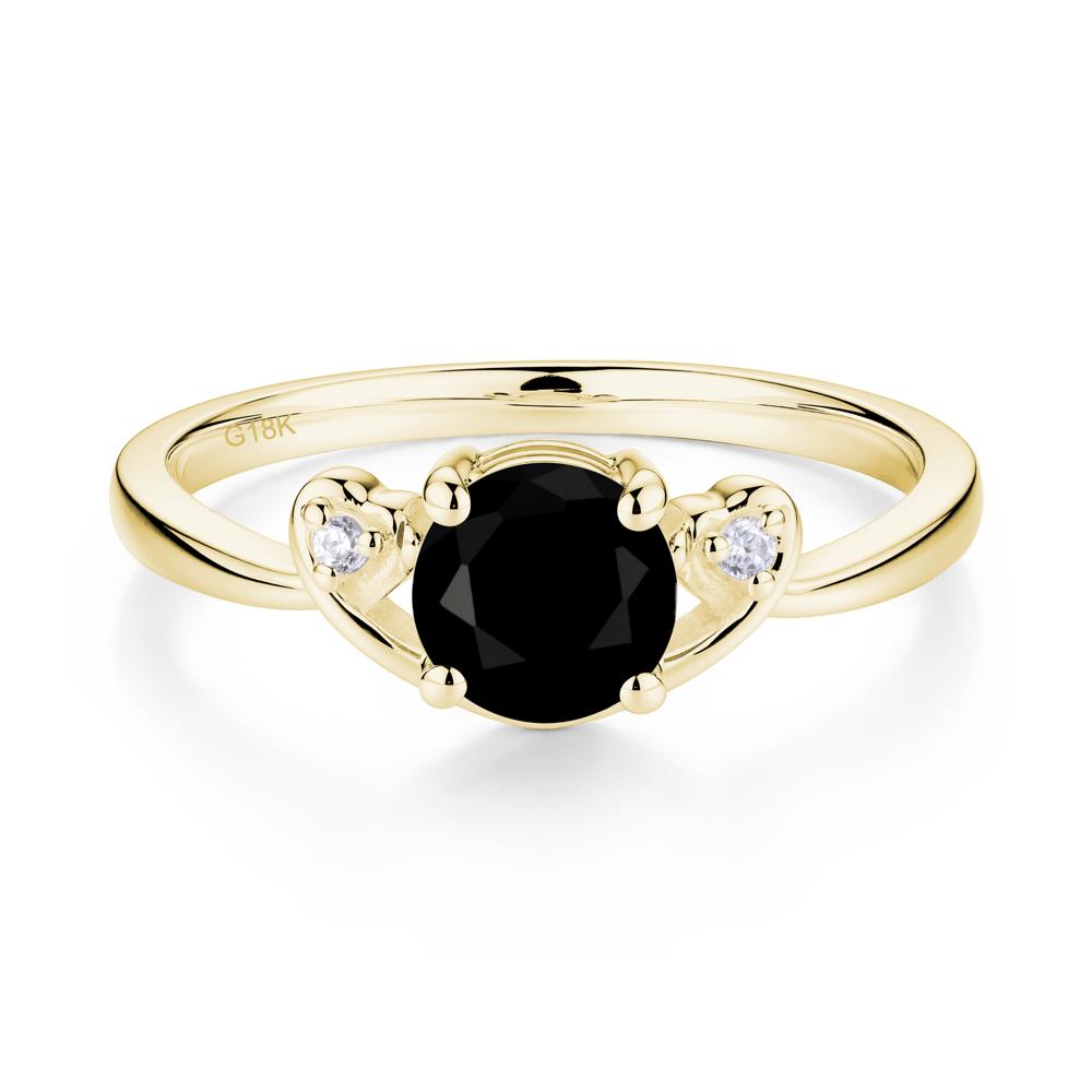 Twist Band Black Spinel Promise Ring - LUO Jewelry #metal_18k yellow gold