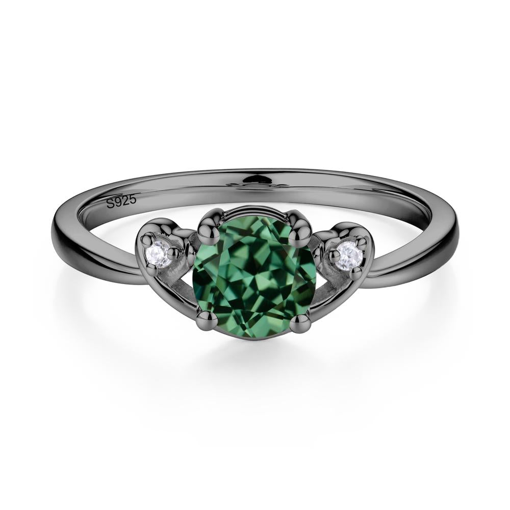 Twist Band Green Sapphire Promise Ring - LUO Jewelry #metal_black finish sterling silver
