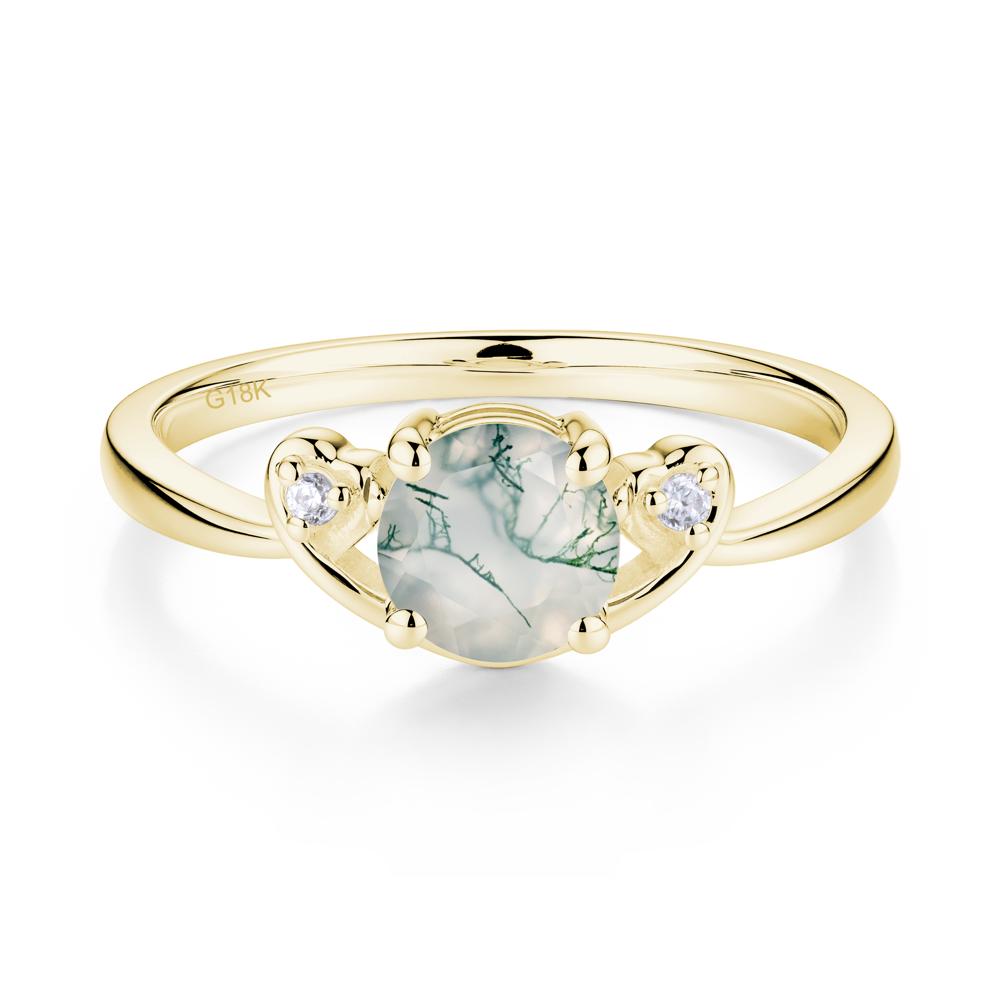 Twist Band Moss Agate Promise Ring - LUO Jewelry #metal_18k yellow gold