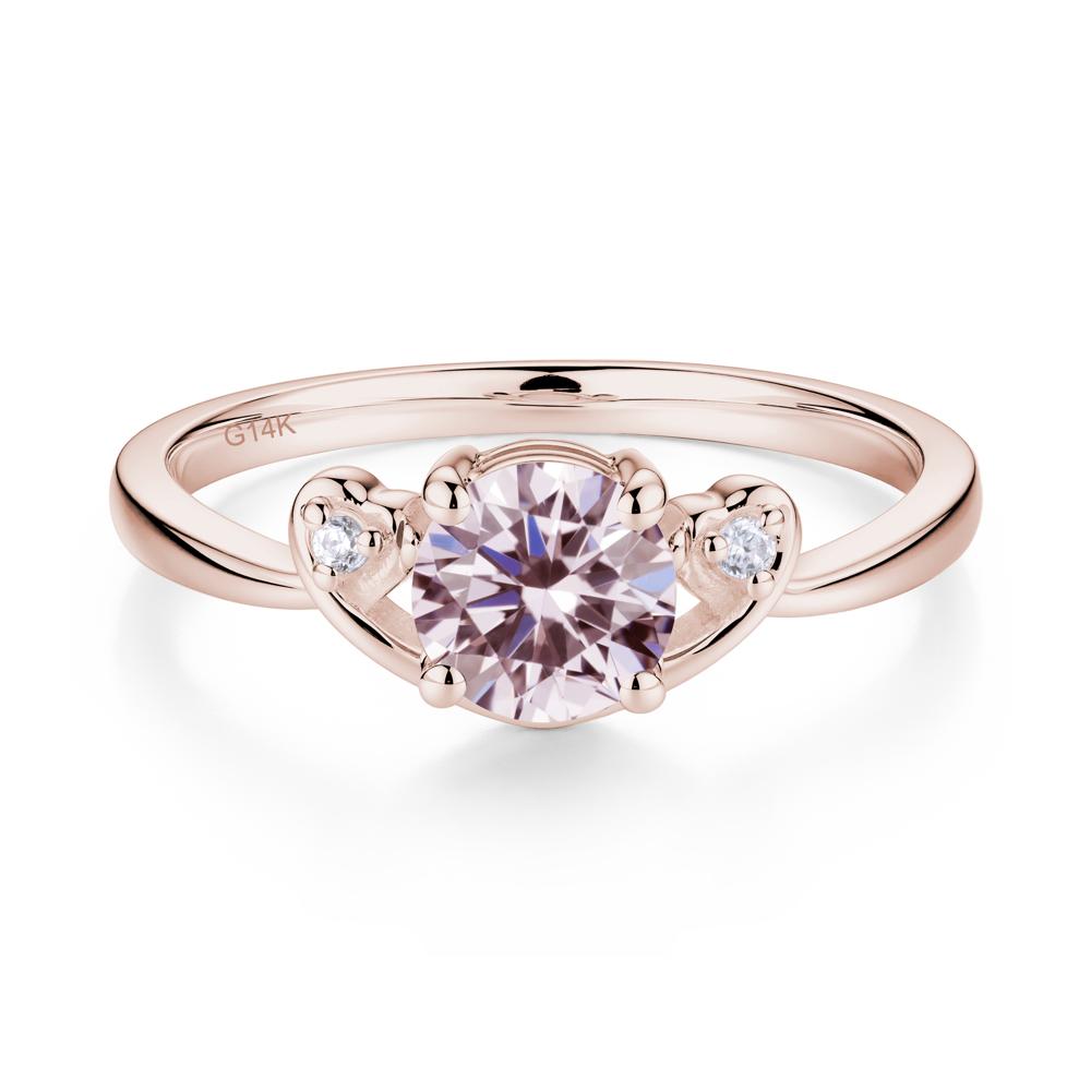 Twist Band Pink Cubic Zirconia Promise Ring - LUO Jewelry #metal_14k rose gold