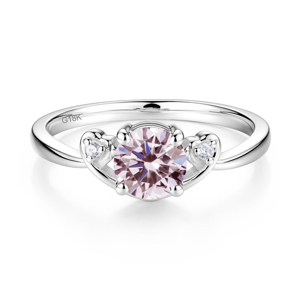 Twist Band Pink Cubic Zirconia Promise Ring - LUO Jewelry #metal_18k white gold