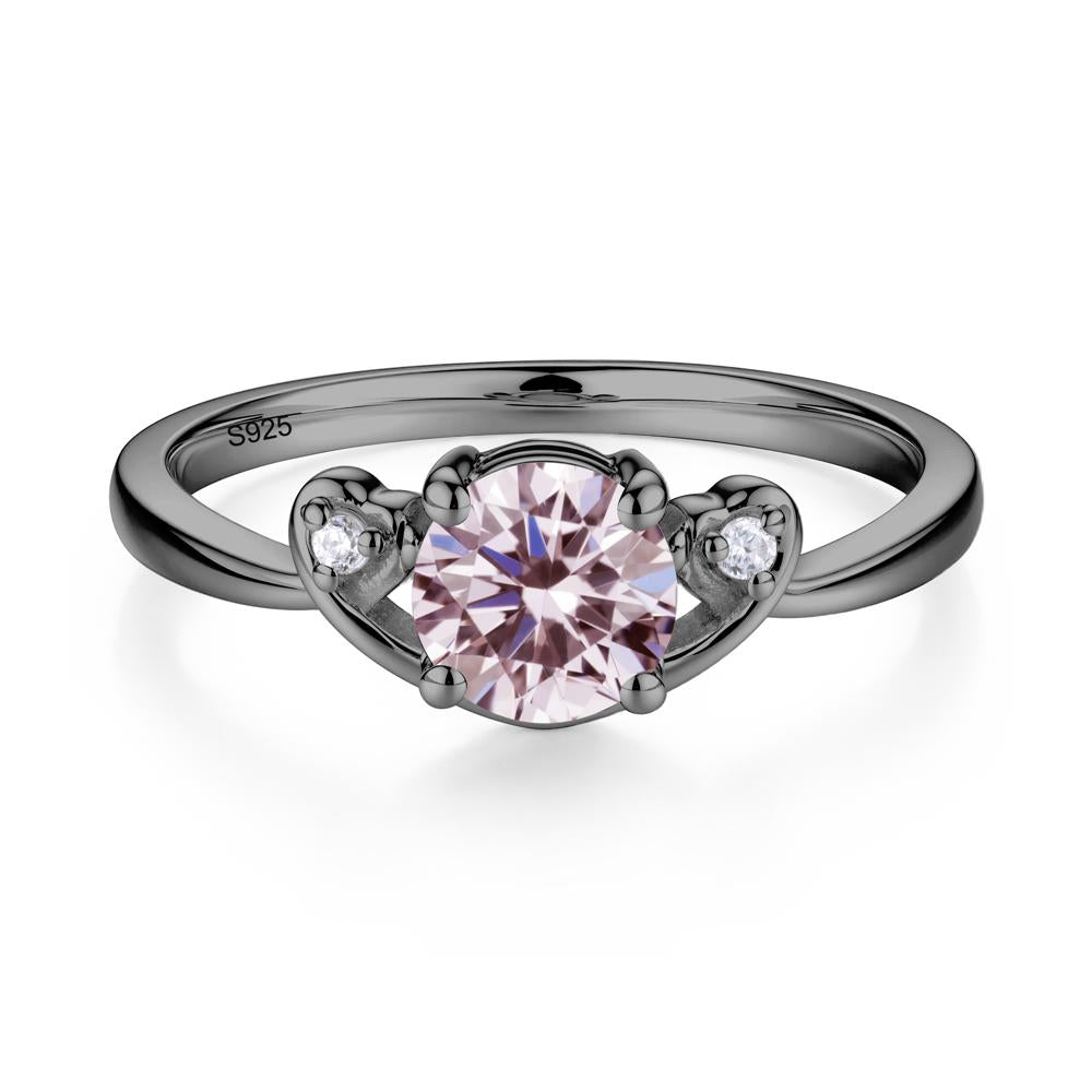 Twist Band Pink Cubic Zirconia Promise Ring - LUO Jewelry #metal_black finish sterling silver