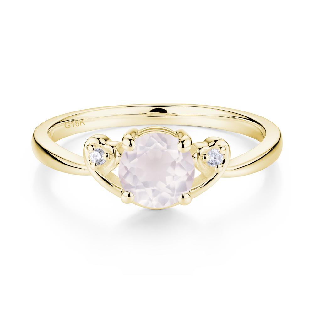 Twist Band Rose Quartz Promise Ring - LUO Jewelry #metal_18k yellow gold