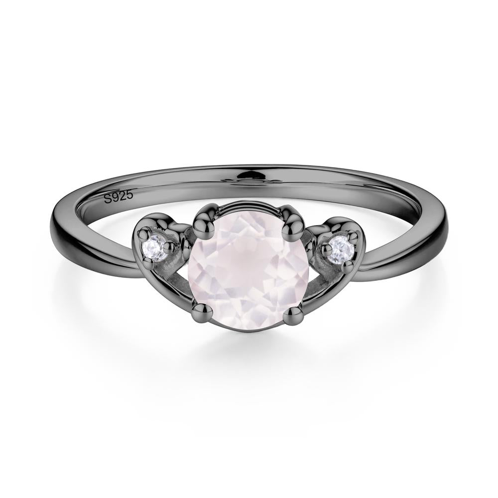 Twist Band Rose Quartz Promise Ring - LUO Jewelry #metal_black finish sterling silver