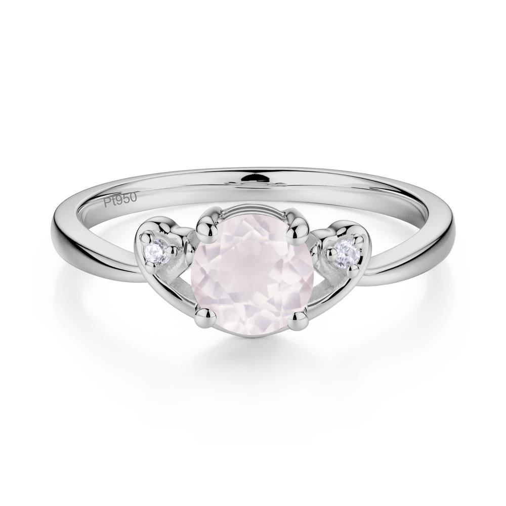Twist Band Rose Quartz Promise Ring - LUO Jewelry #metal_platinum
