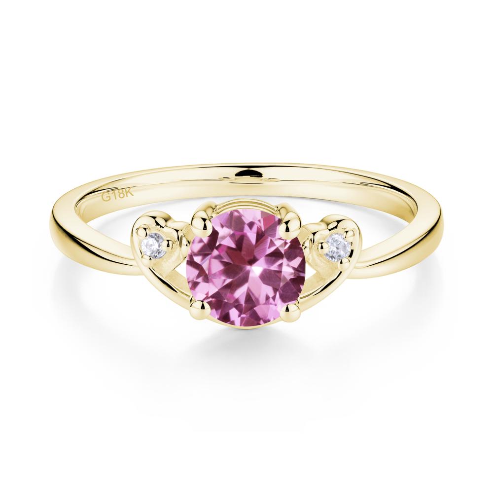 Twist Band Pink Sapphire Promise Ring - LUO Jewelry #metal_18k yellow gold