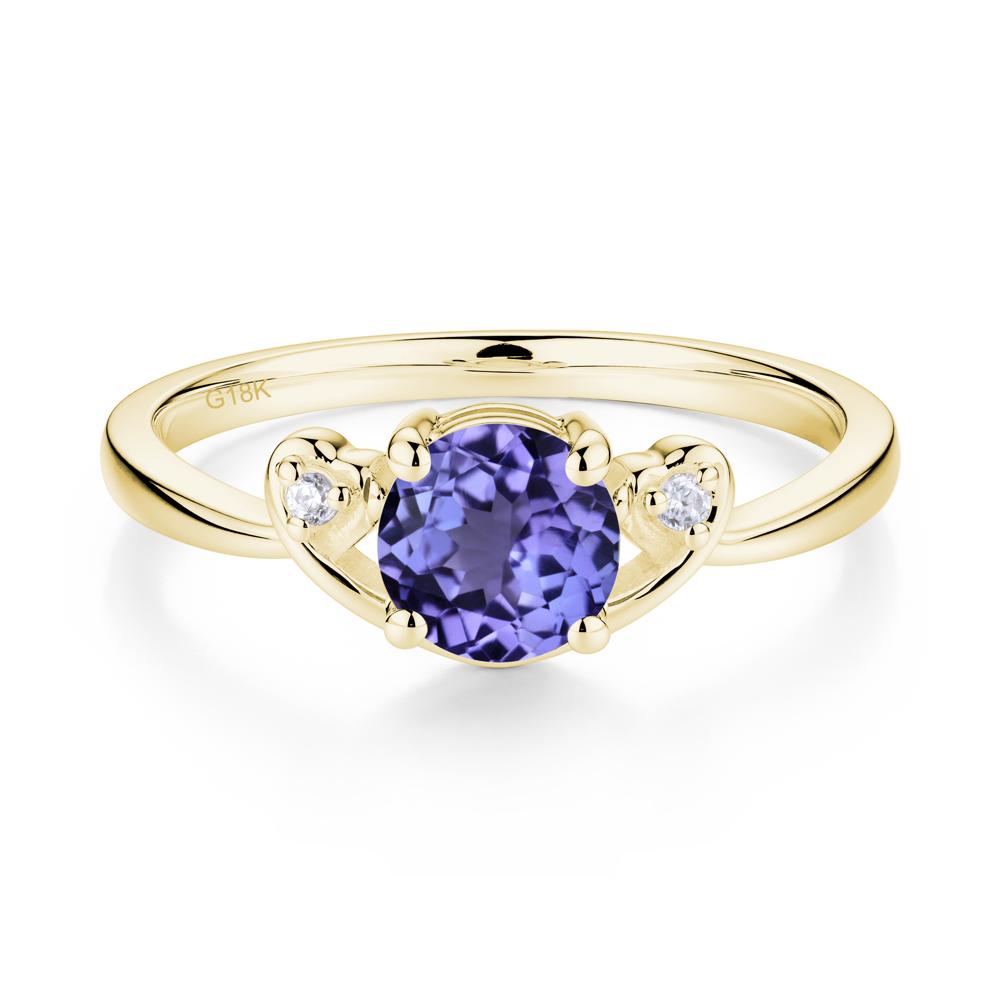 Twist Band Tanzanite Promise Ring - LUO Jewelry #metal_18k yellow gold