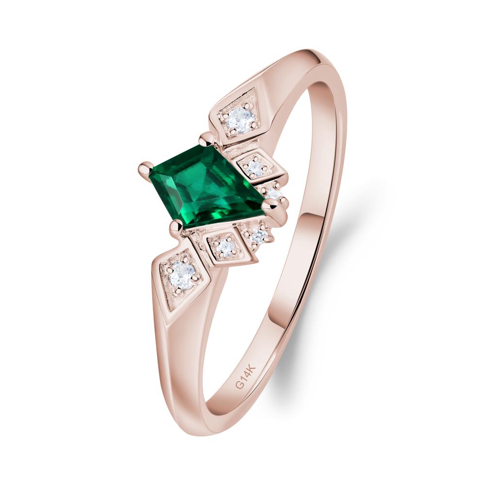 Kite-Cut Emerald Statement Ring - LUO Jewelry #metal_14k rose gold