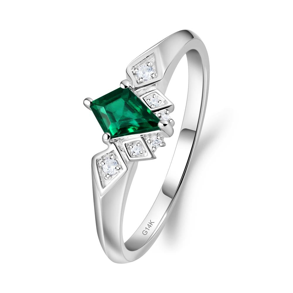 Kite-Cut Emerald Statement Ring - LUO Jewelry #metal_14k white gold