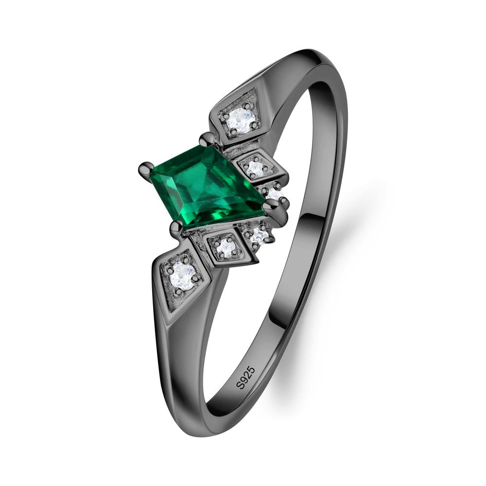 Kite-Cut Emerald Statement Ring - LUO Jewelry #metal_black finish sterling silver