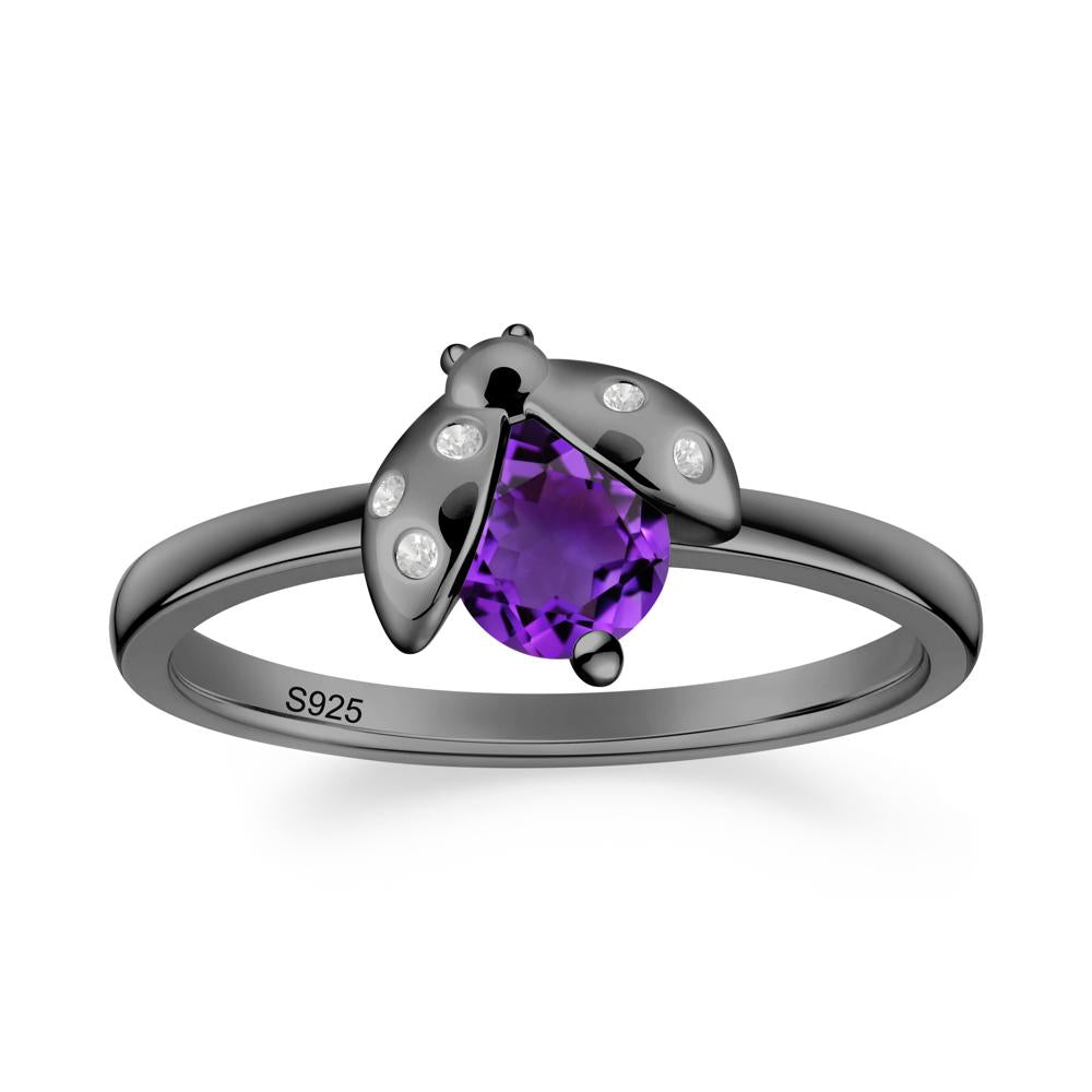 Ladybug Amethyst Ring - LUO Jewelry #metal_black finish sterling silver