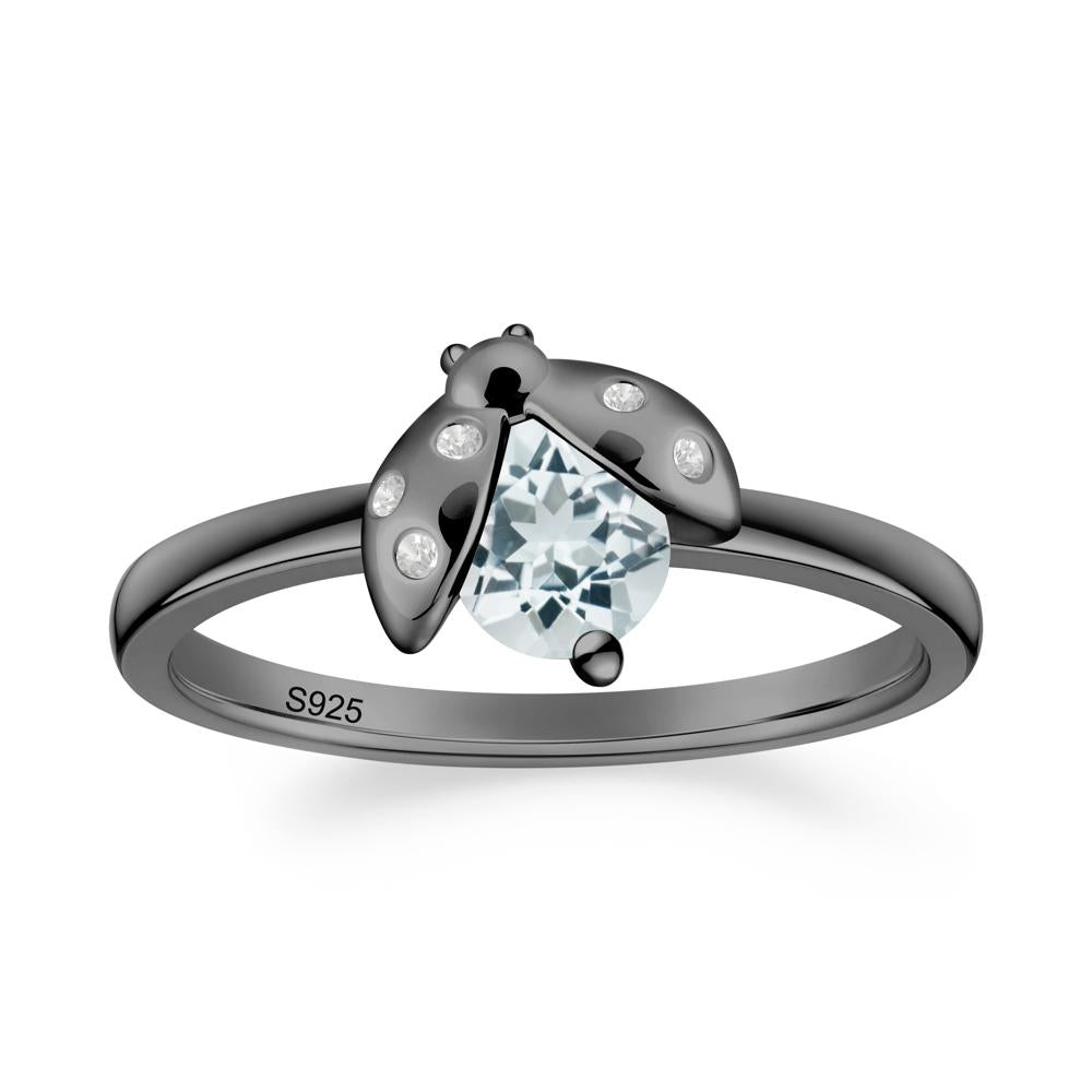 Ladybug Aquamarine Ring - LUO Jewelry #metal_black finish sterling silver