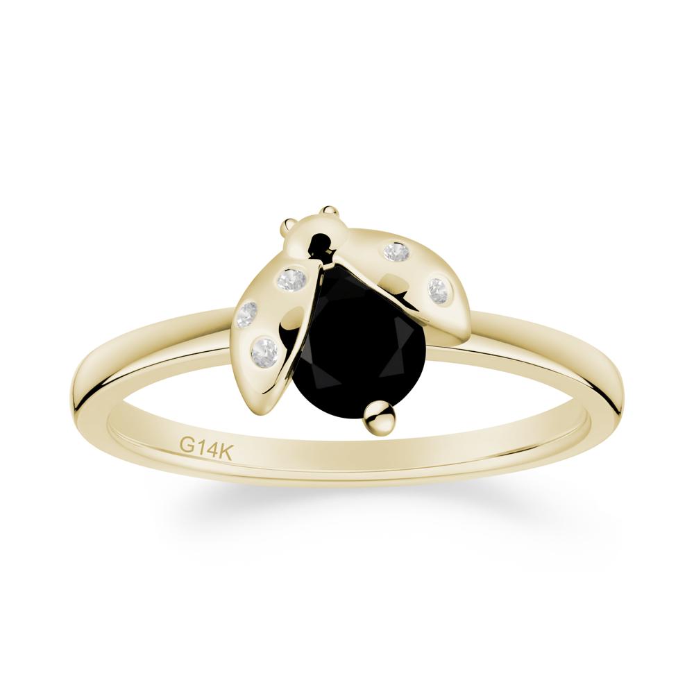 Ladybug Black Spinel Ring - LUO Jewelry #metal_14k yellow gold