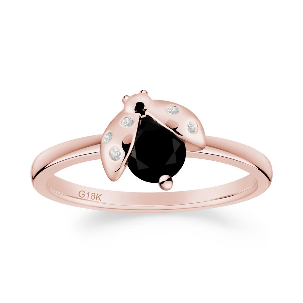 Ladybug Black Spinel Ring - LUO Jewelry #metal_18k rose gold