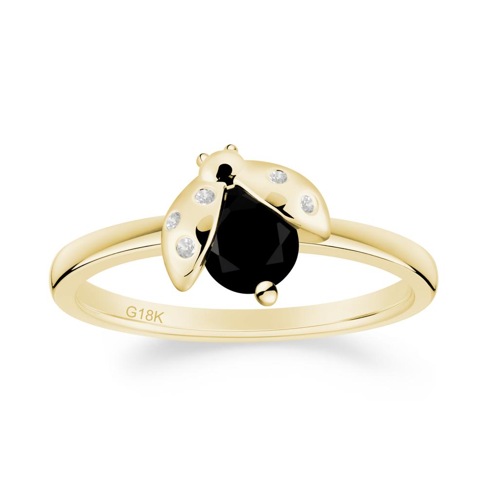 Ladybug Black Spinel Ring - LUO Jewelry #metal_18k yellow gold