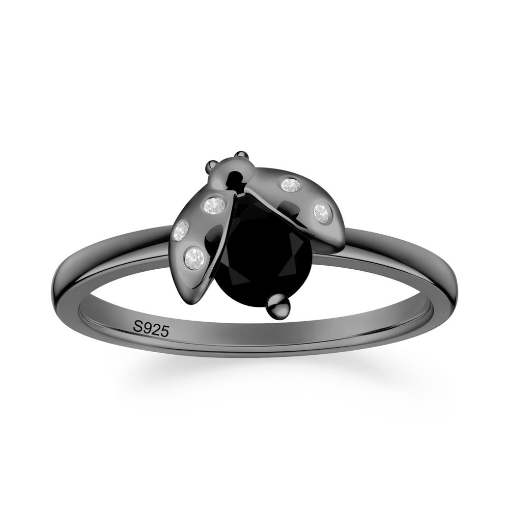 Ladybug Black Spinel Ring - LUO Jewelry #metal_black finish sterling silver