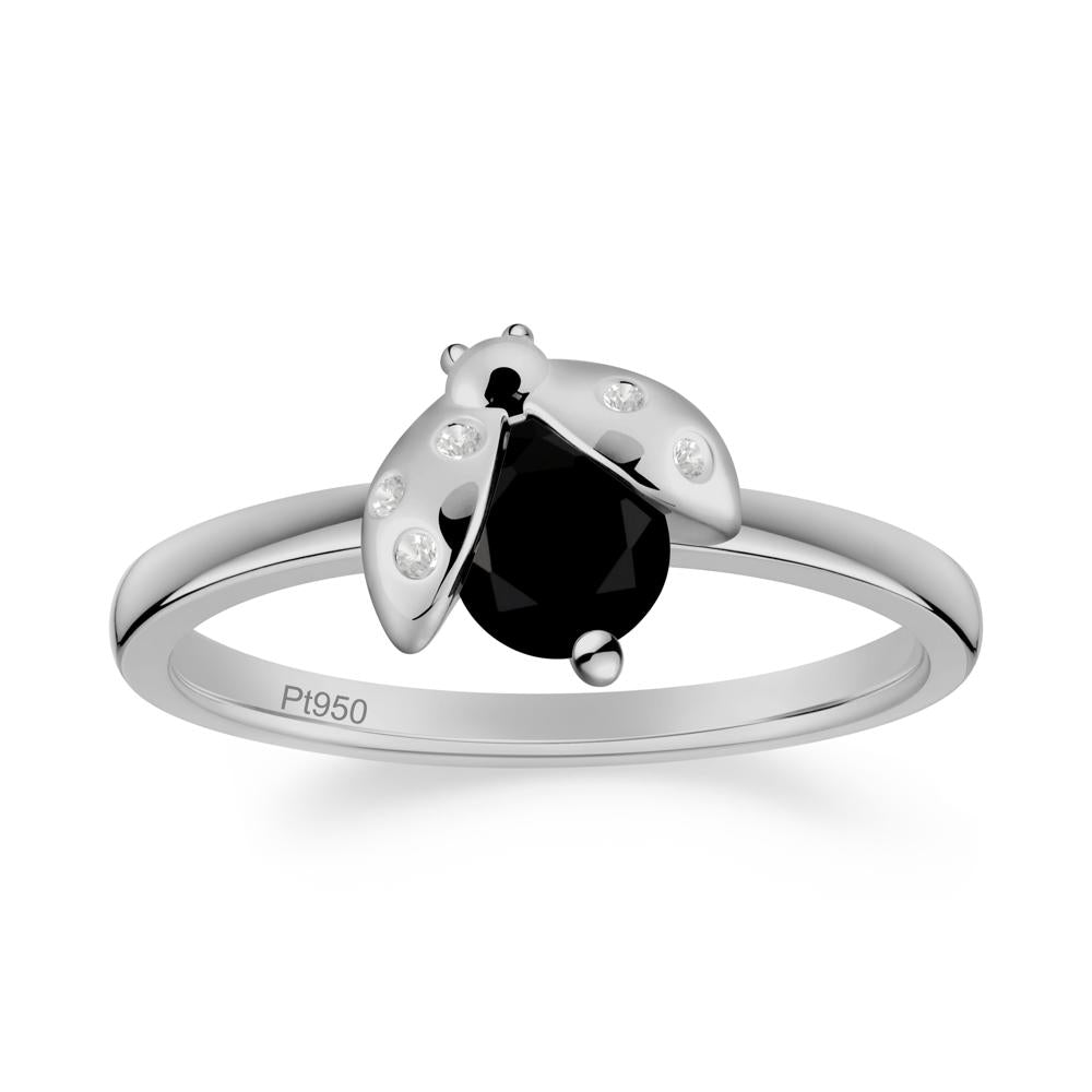 Ladybug Black Spinel Ring - LUO Jewelry #metal_platinum