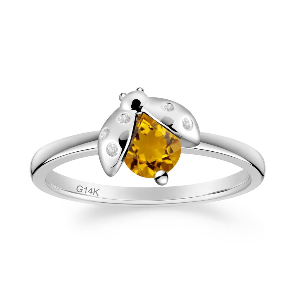 Citrine Ladybug Ring - LUO Jewelry #metal_14k white gold