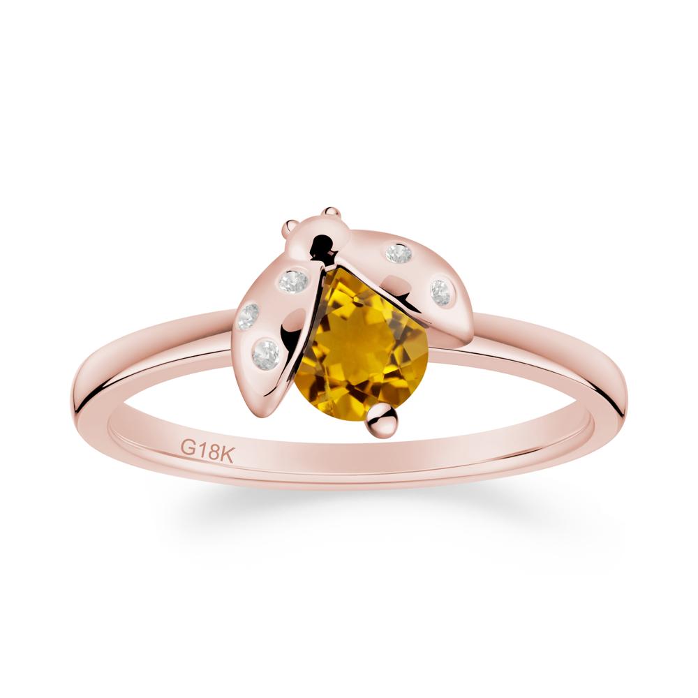 Citrine Ladybug Ring - LUO Jewelry #metal_18k rose gold