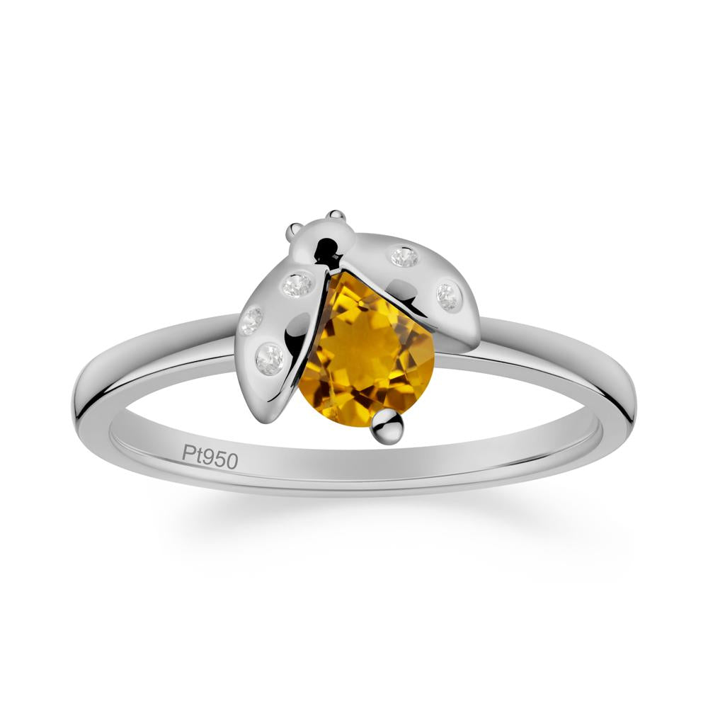 Citrine Ladybug Ring - LUO Jewelry #metal_platinum