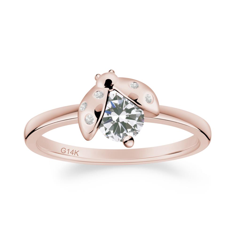 Cubic Zirconia Ladybug Ring - LUO Jewelry #metal_14k rose gold