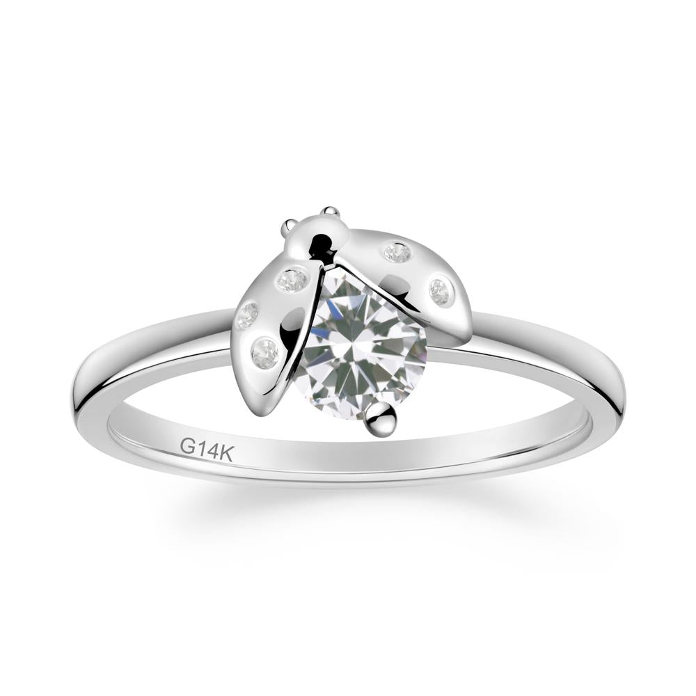 Cubic Zirconia Ladybug Ring - LUO Jewelry #metal_14k white gold