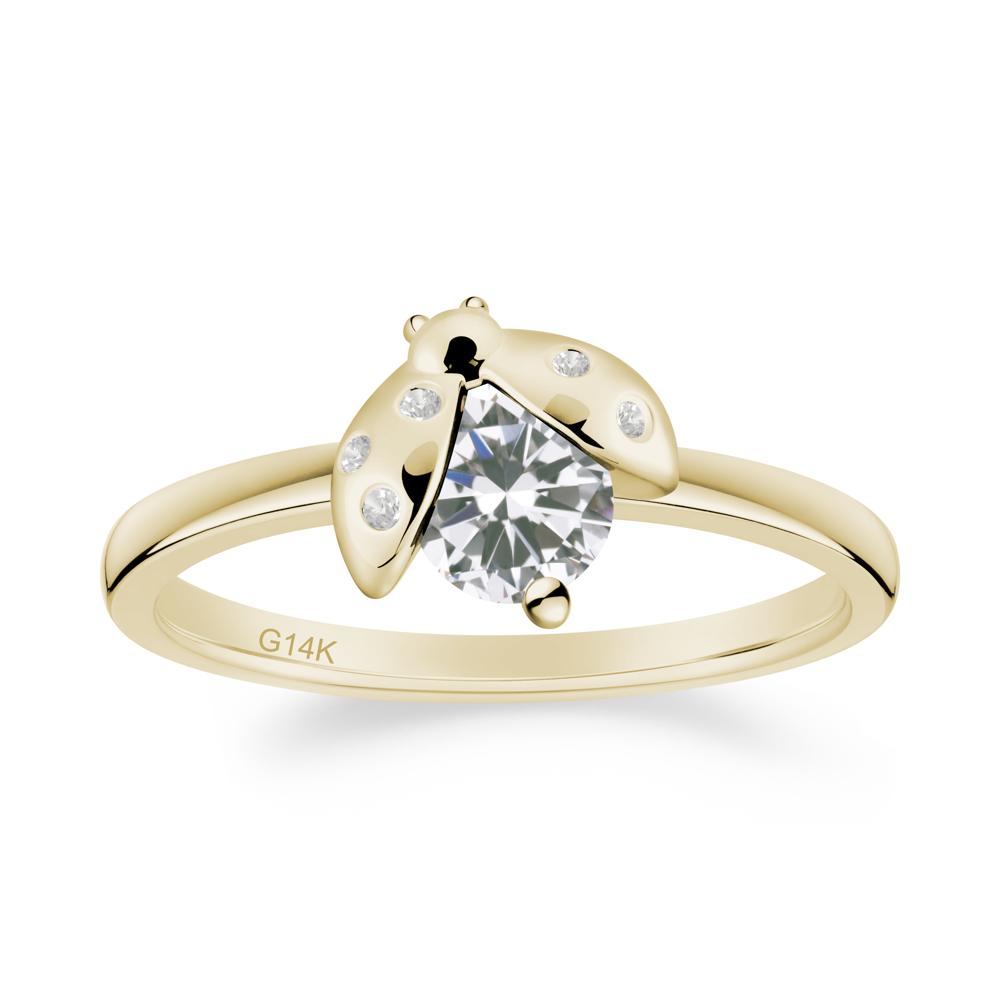Cubic Zirconia Ladybug Ring - LUO Jewelry #metal_14k yellow gold