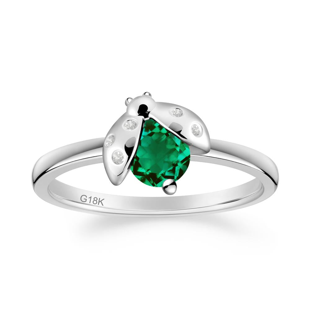 Ladybug Emerald Ring - LUO Jewelry #metal_18k white gold