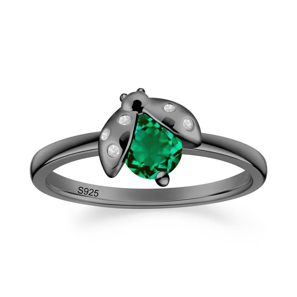 Ladybug Emerald Ring - LUO Jewelry #metal_black finish sterling silver