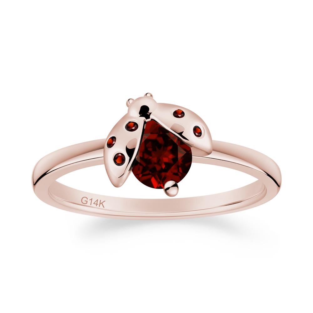 Garnet Ladybug Ring - LUO Jewelry #metal_14k rose gold