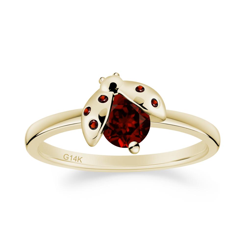 Garnet Ladybug Ring - LUO Jewelry #metal_14k yellow gold