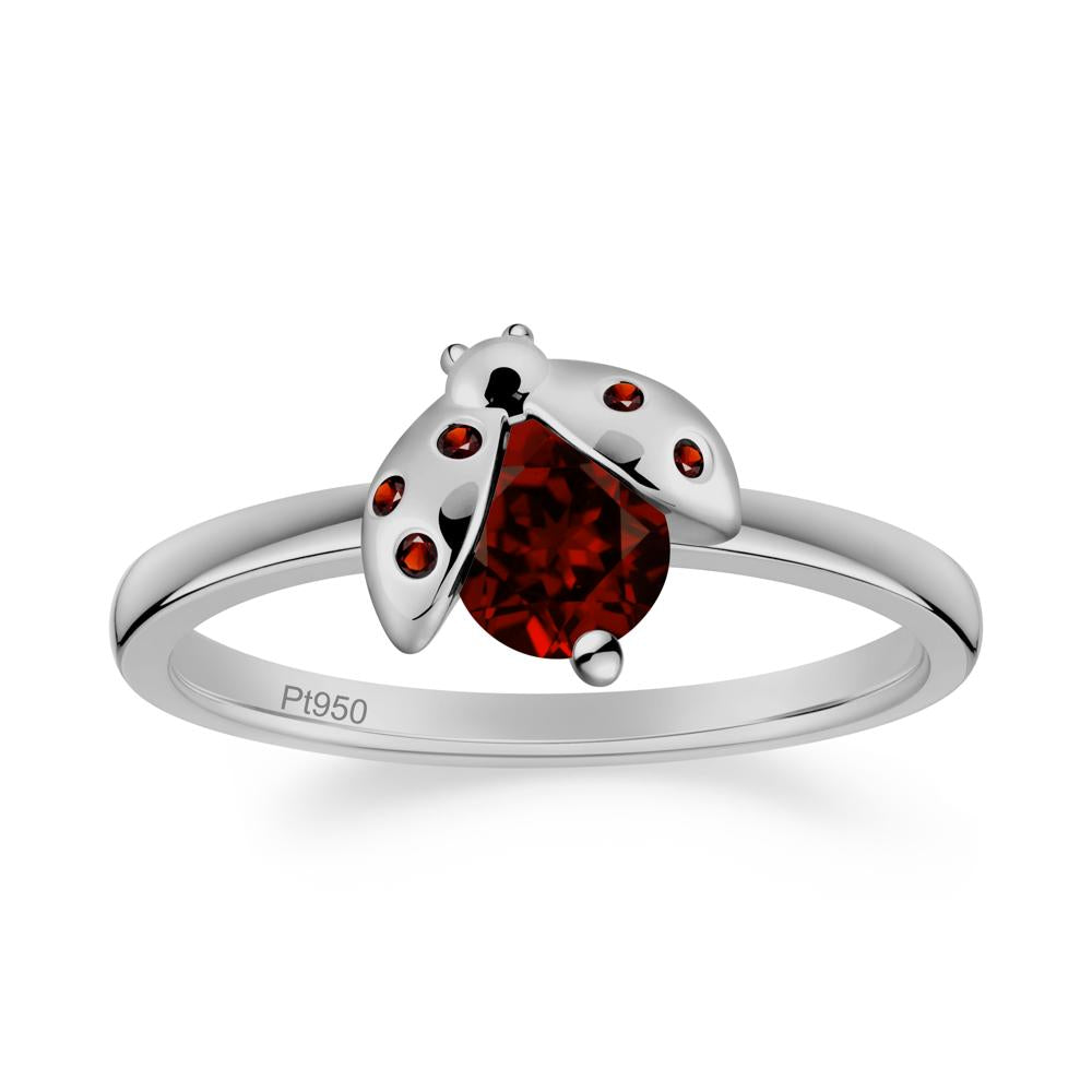Garnet Ladybug Ring - LUO Jewelry #metal_platinum