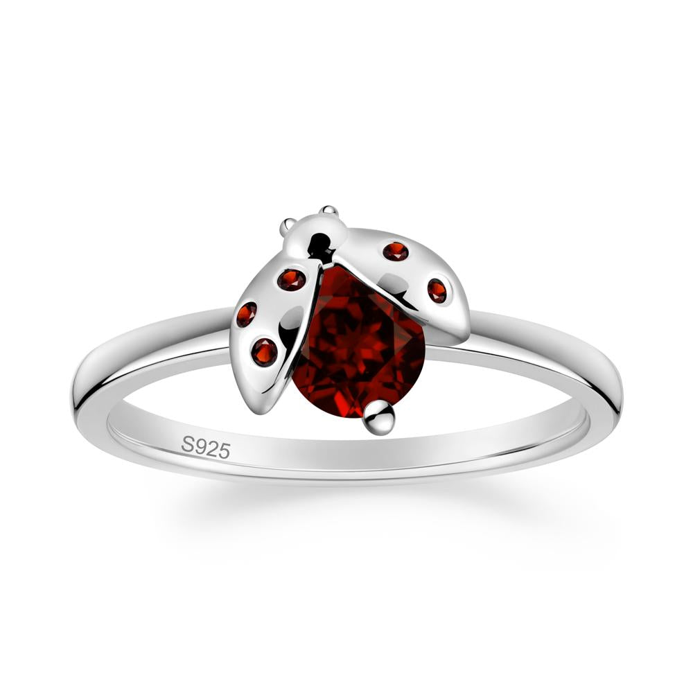 Garnet Ladybug Ring - LUO Jewelry #metal_sterling silver