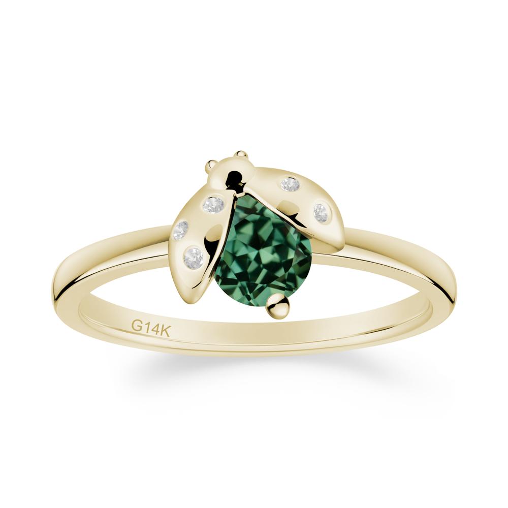 Ladybug Green Sapphire Ring - LUO Jewelry #metal_14k yellow gold