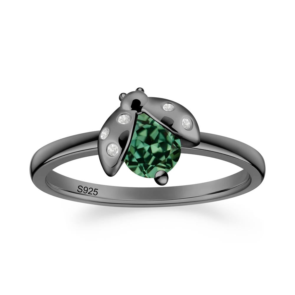 Ladybug Green Sapphire Ring - LUO Jewelry #metal_black finish sterling silver