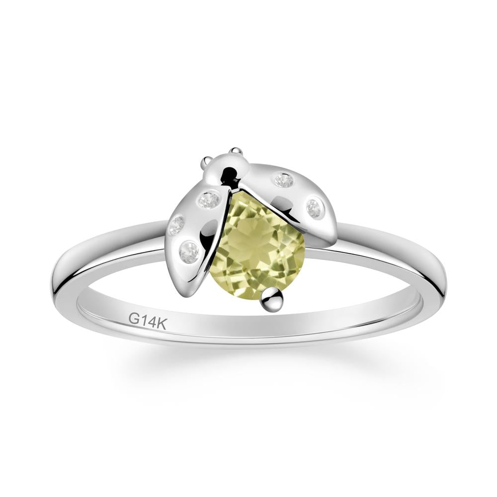 Lemon Quartz Ladybug Ring - LUO Jewelry #metal_14k white gold