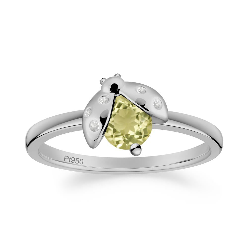 Lemon Quartz Ladybug Ring - LUO Jewelry #metal_platinum